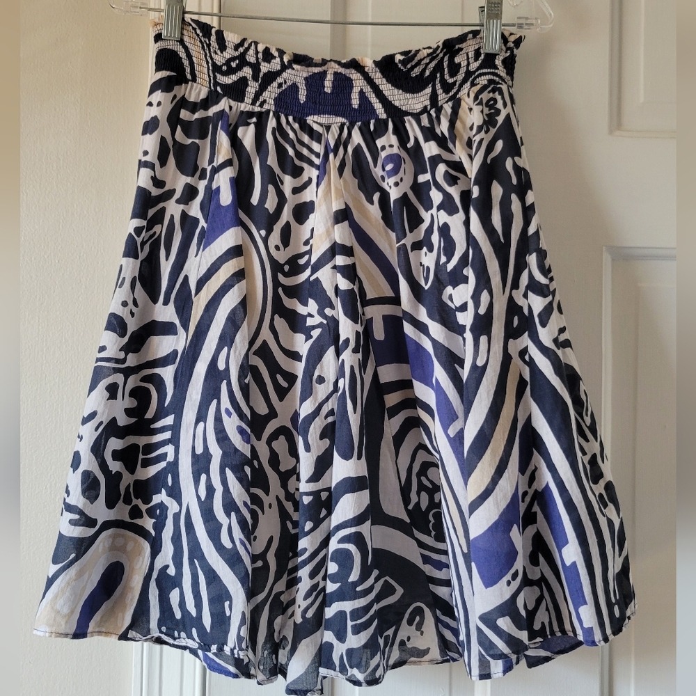 Banana Republic Navy and White Full Circle Skirt - Smocked Waist - 100% Cotton